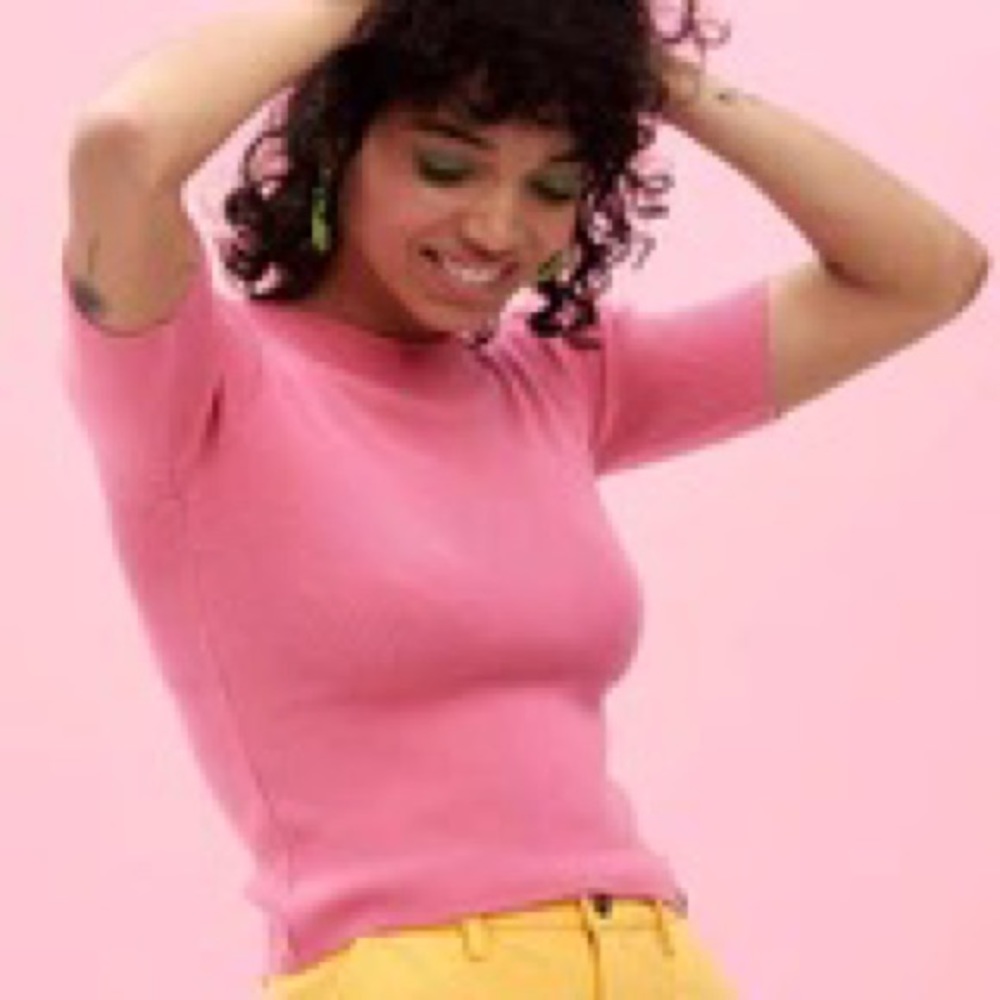 Lucy and Yak Miranda Organic Cotton Top in Double Bubble Pink